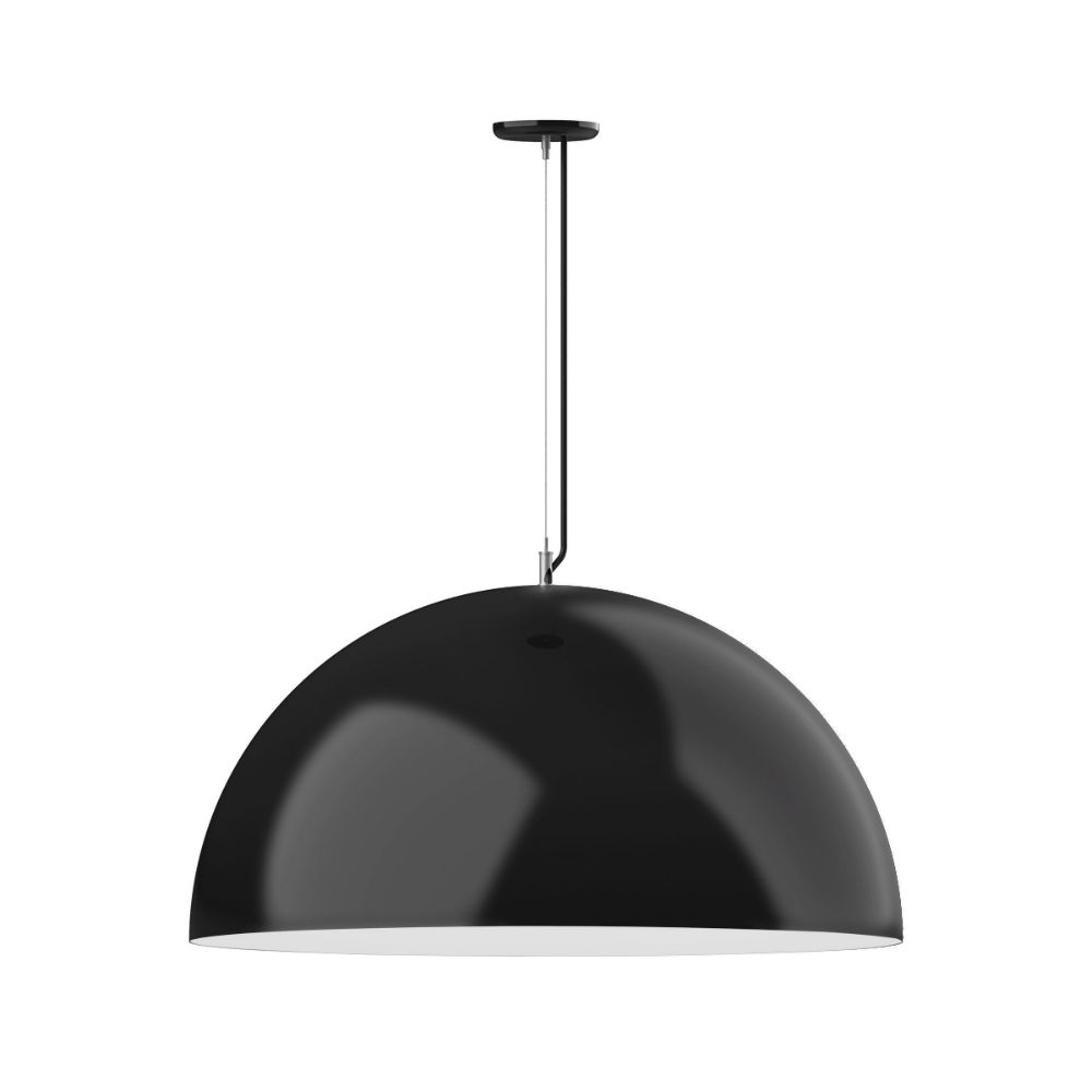 Montclair Lightworks PEG231-41-44 36" XL Choices Shallow Dome Shade, medium base, SS cable, black cord with canopy, Black